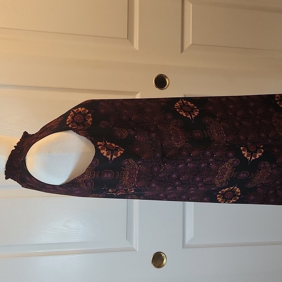 Signature Collection Boho Marrakesh Print Mock Neck Cold Shoulder Dress Size S - Picture 9 of 15